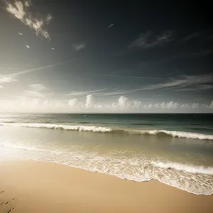 Serene Coastal Sunset Over Azure Waters