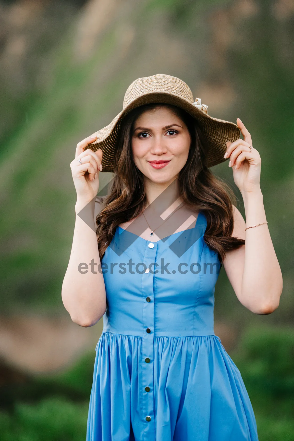 Picture of Cheerful Fashion Model Smiling in the Park