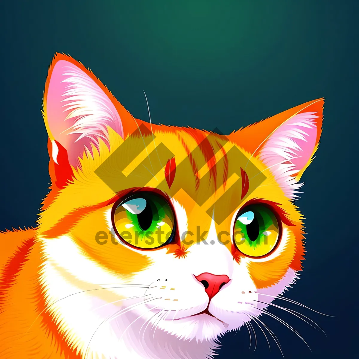 Picture of Cute Kitty Cartoon Ear & Nose Drawing: Fun Animal Art