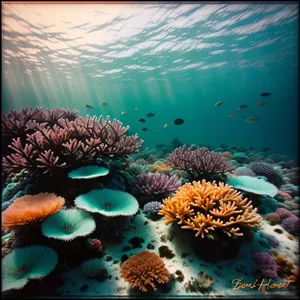 Vibrant marine life in a tropical coral reef.