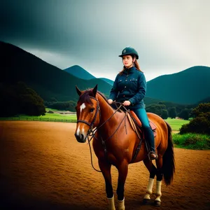 Wild Stallion Galloping in Rural Equestrian Ranch