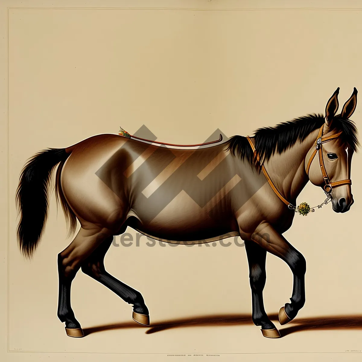 Picture of Brown Thoroughbred Stallion in Bridle and Bit