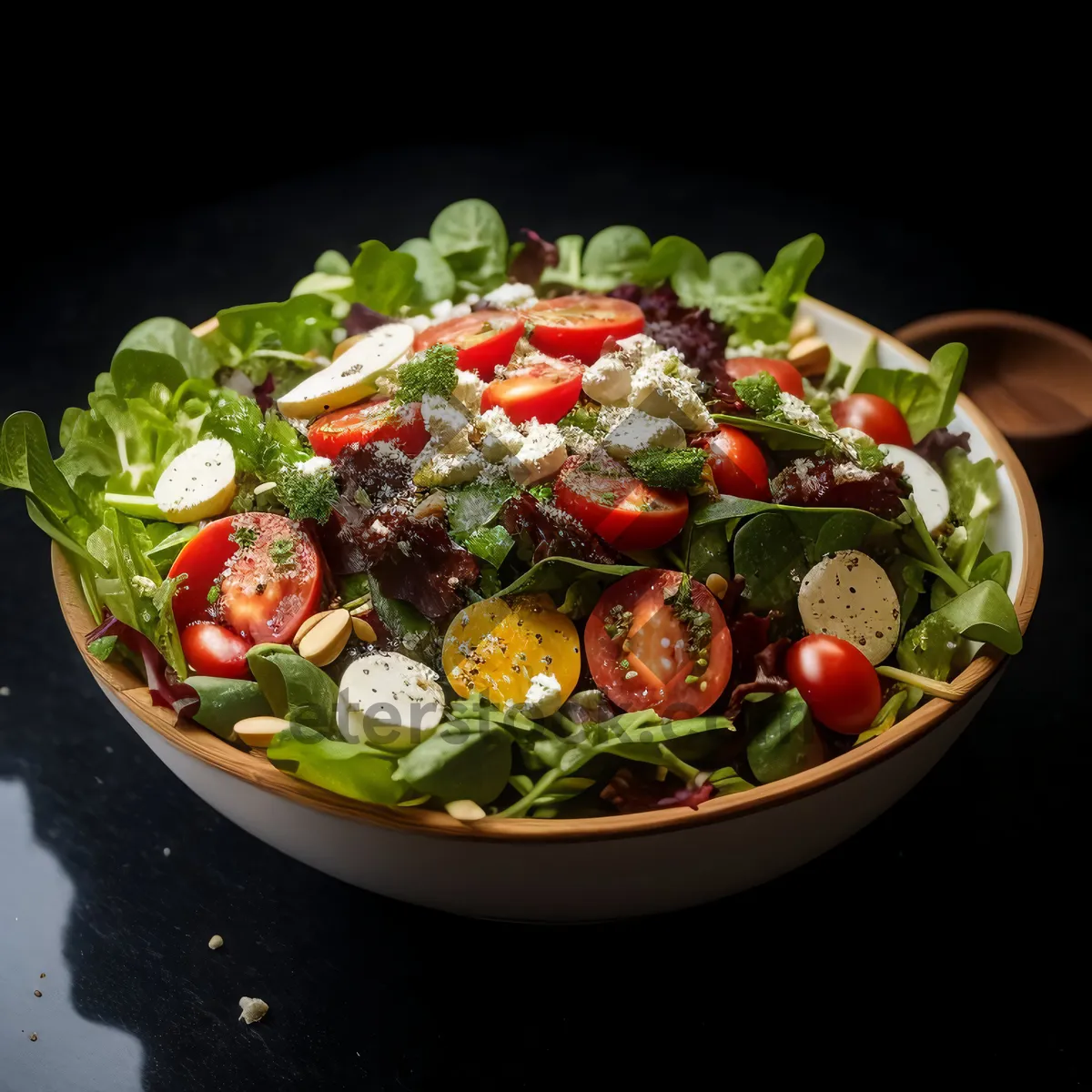 Picture of Healthy Salad with Fresh Vegetables and Cheese