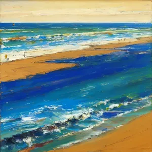 Turquoise Paradise: Serene Beachscape under Sunny Sky