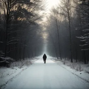 Frosty Winter Wonderland: Snowy Forest Landscape with Frozen Trees