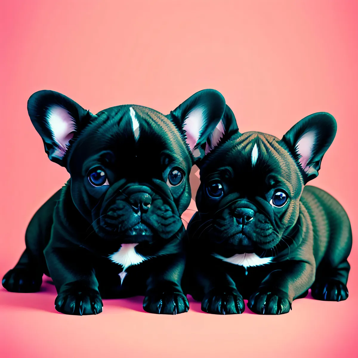 Picture of Adorable ebony French Bulldog puppies with irresistibly cute ears