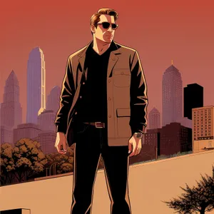 Silhouette of a Successful Businessman Leading a Corporate Crowd