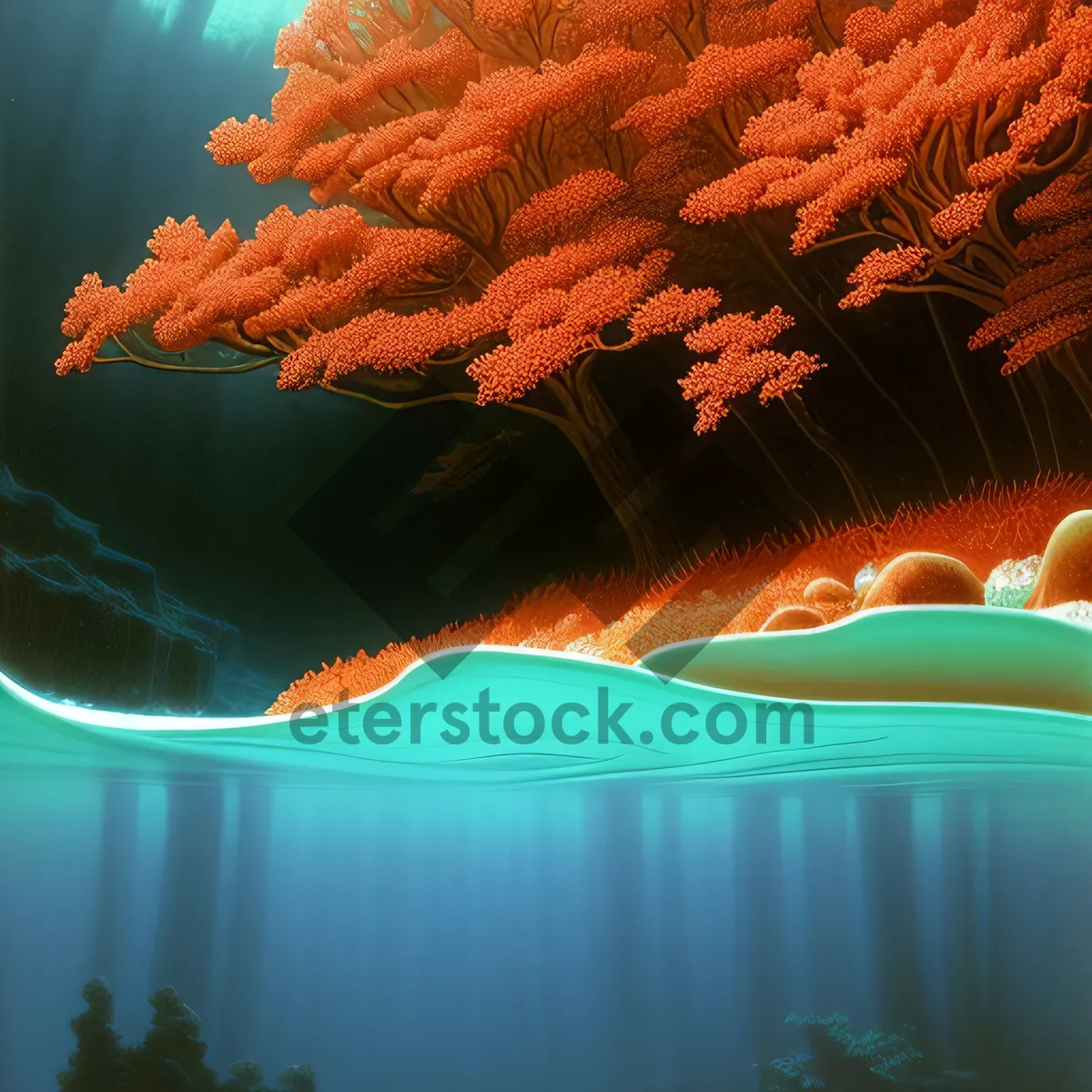 Picture of Vibrant Marine Life in Sunlit Coral Reef