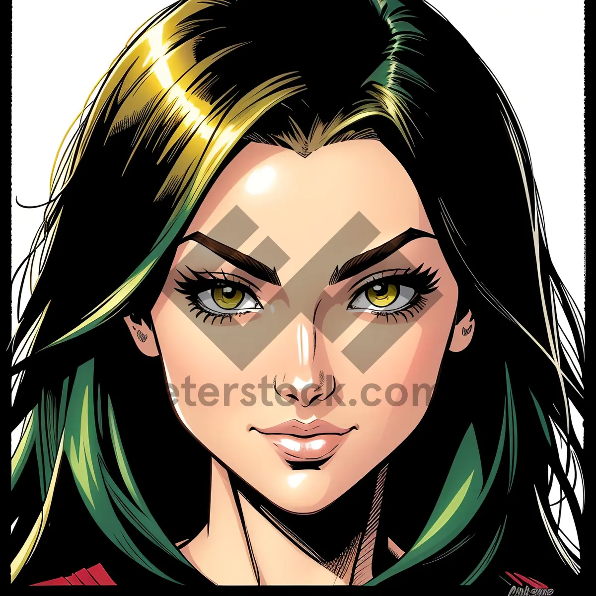 Picture of Cartoon Coquette with Sexy Hairstyle