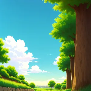 Serene Autumn Landscape in Countryside Wood