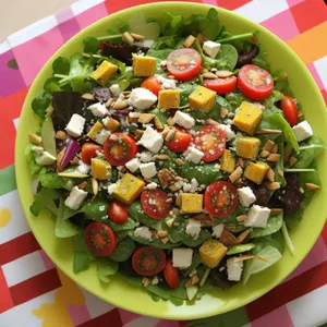 Healthy Vegetable Salad with Fresh Olive and Tomato