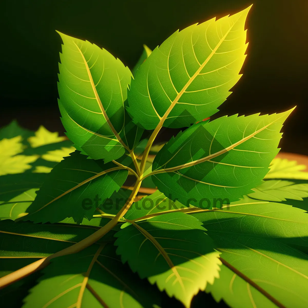 Picture of Vibrant Maple Leaf in Lush Forest