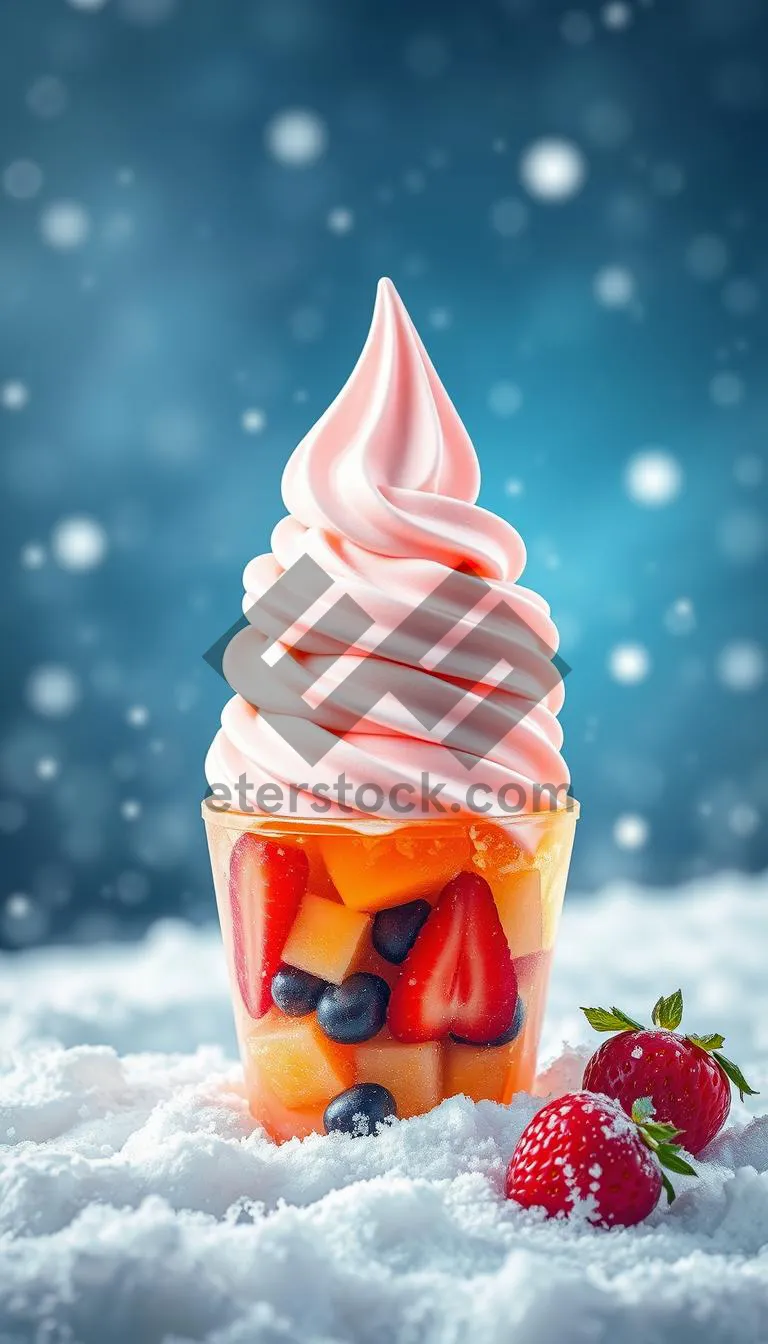 Picture of Delicious Strawberry Ice Cream Cone Dessert