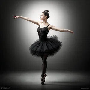 Graceful ballet dancer in an energetic jump