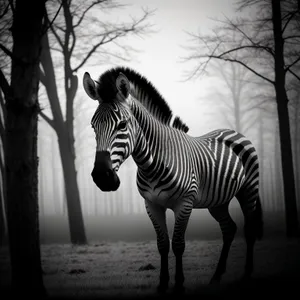 Striped Zebra Grazing in Wildlife Reserve