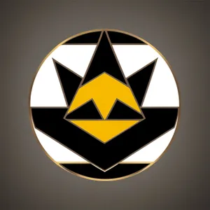 Heraldic Icon: Black and Yellow Graphic Button