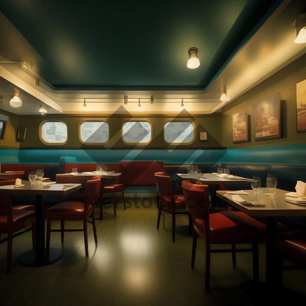 Picture of Modern luxury restaurant dining hall with elegant furniture