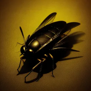 Black Ground Beetle in Garden, Detailed Antenna.