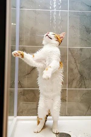 Fluffy White Kitty with Curious Whiskers sitting on Windowsill