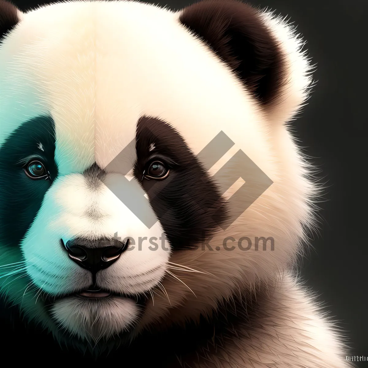 Picture of Cute giant panda bear with black fur and enchanting eyes