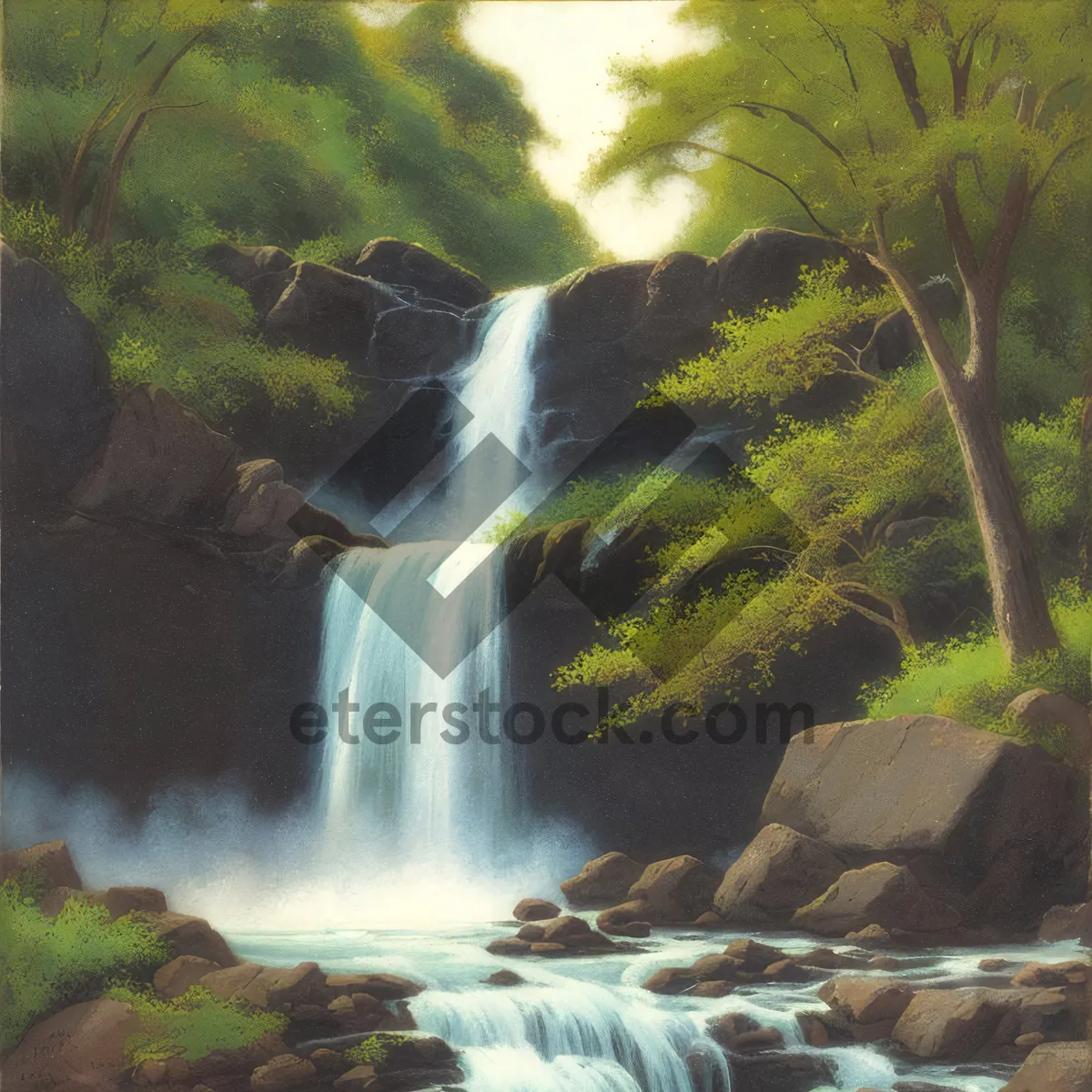 Picture of Serene Cascade in a Wild Forest