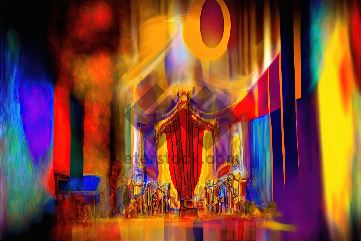 Picture of Silhouette design with theater curtain and music concept