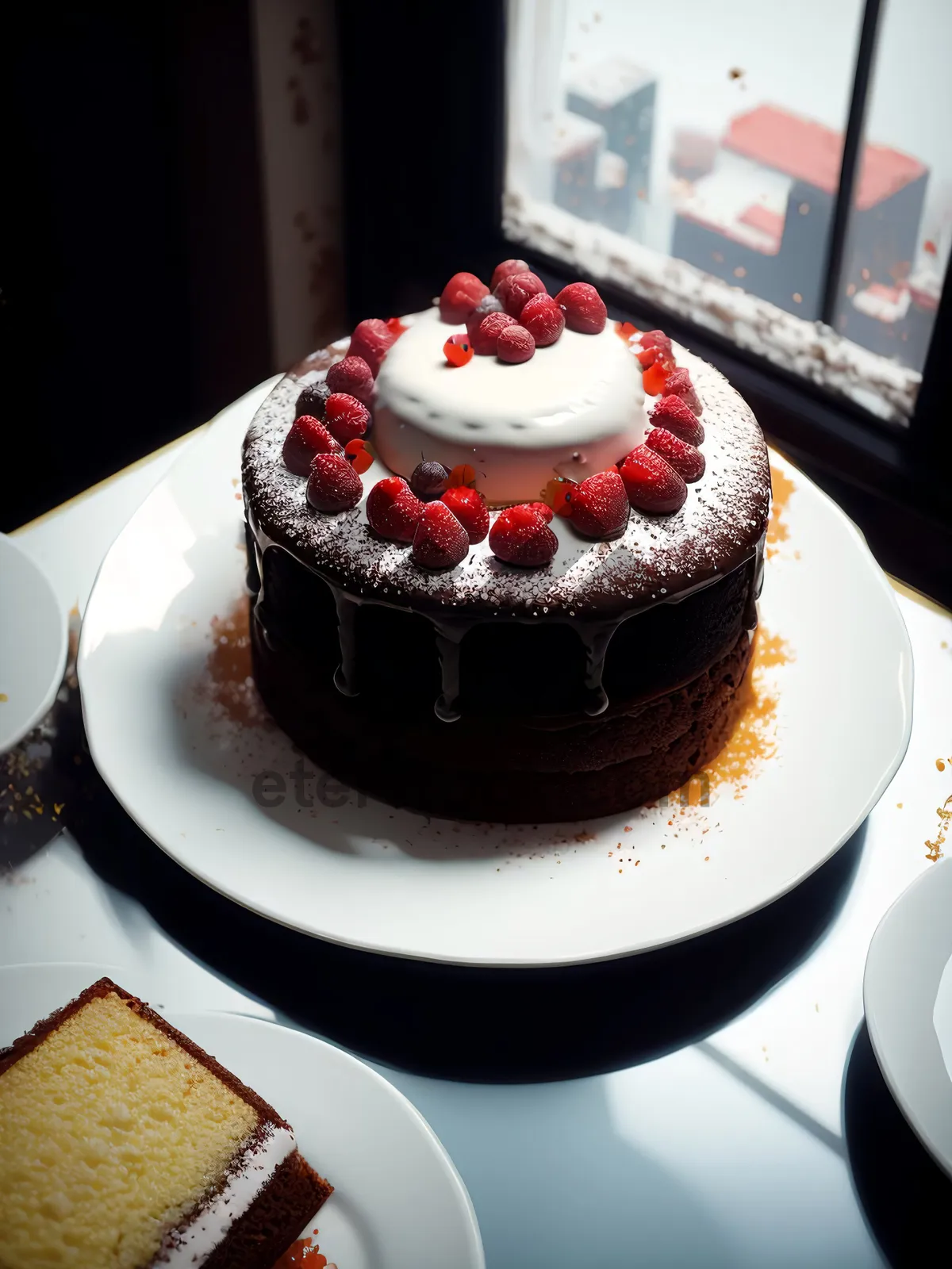 Picture of Delicious Chocolate Berry Cupcake with Fresh Raspberry