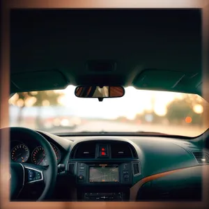 Modern Luxury Car Interior with High-Tech Control Panel