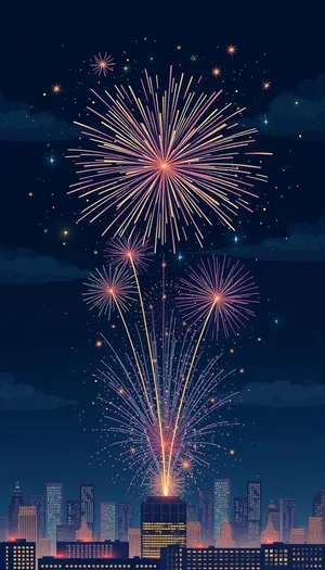 Colorful Fireworks Display in Night Sky