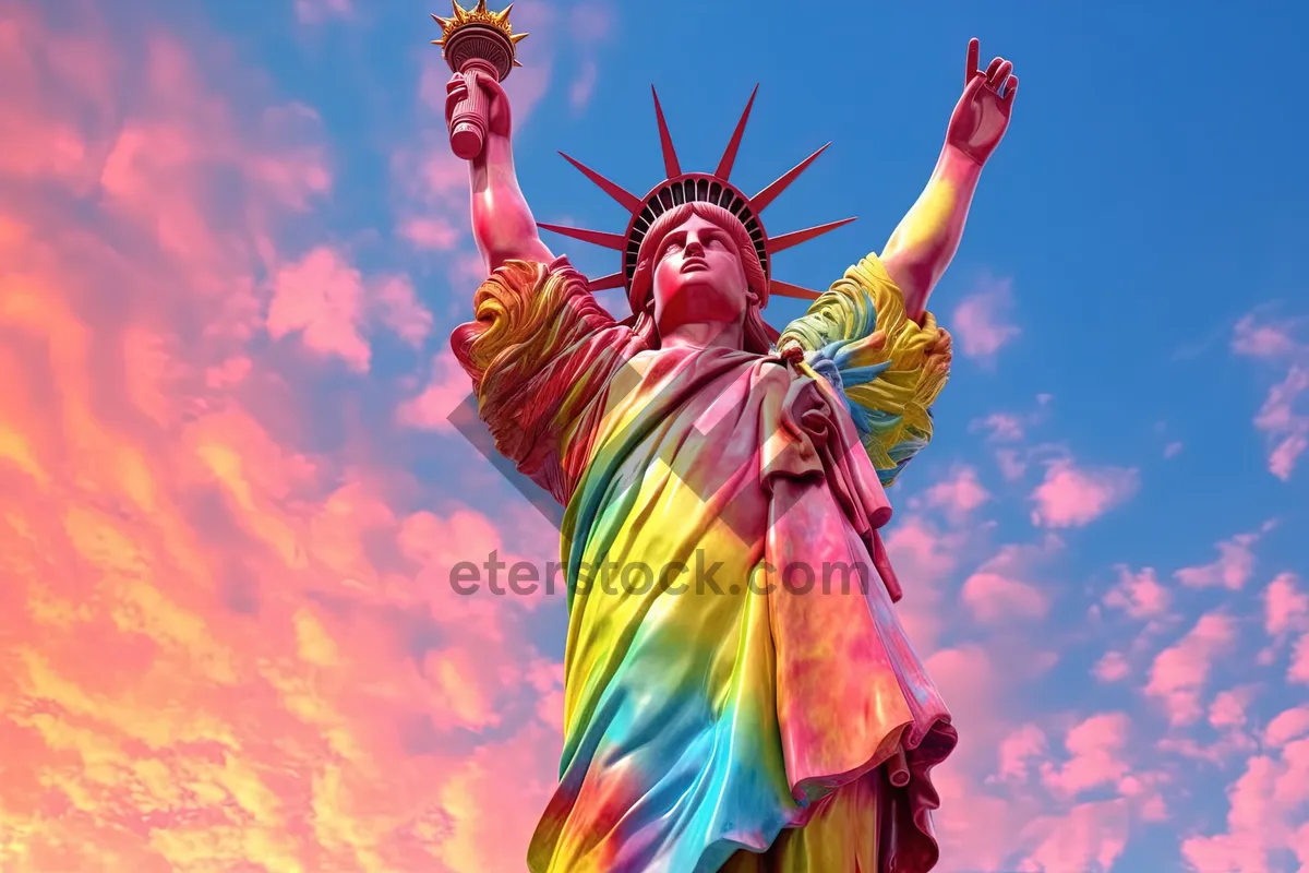 Picture of Statue of Liberty performer in costume dancing