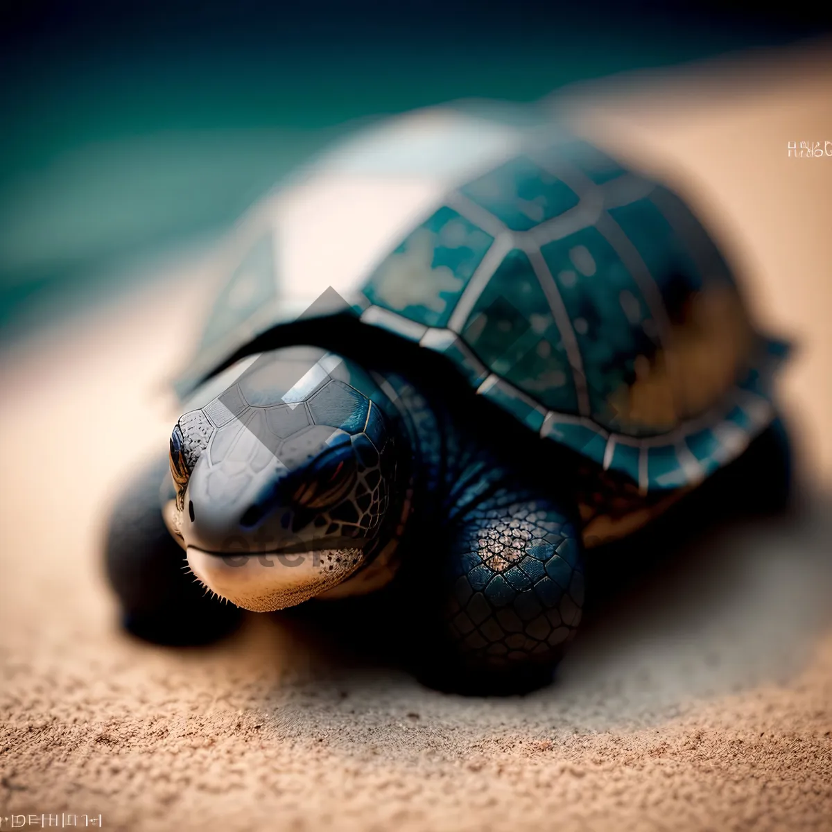 Picture of Peaceful Turtle Serenely Resting on Sandy Beach