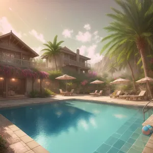Idyllic Tropical Resort Pool Paradise