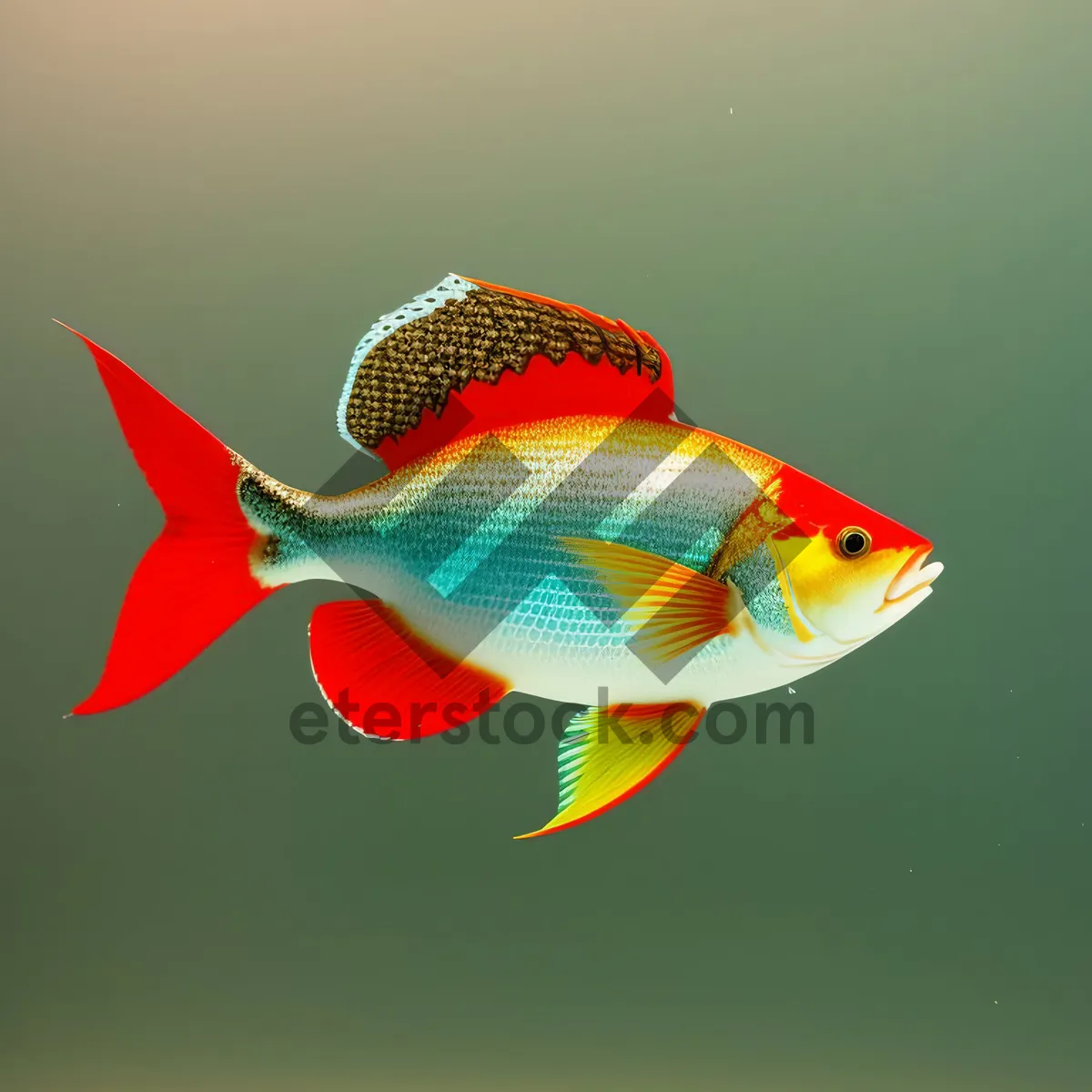 Picture of Colorful Goldfish Swimming in Aquarium