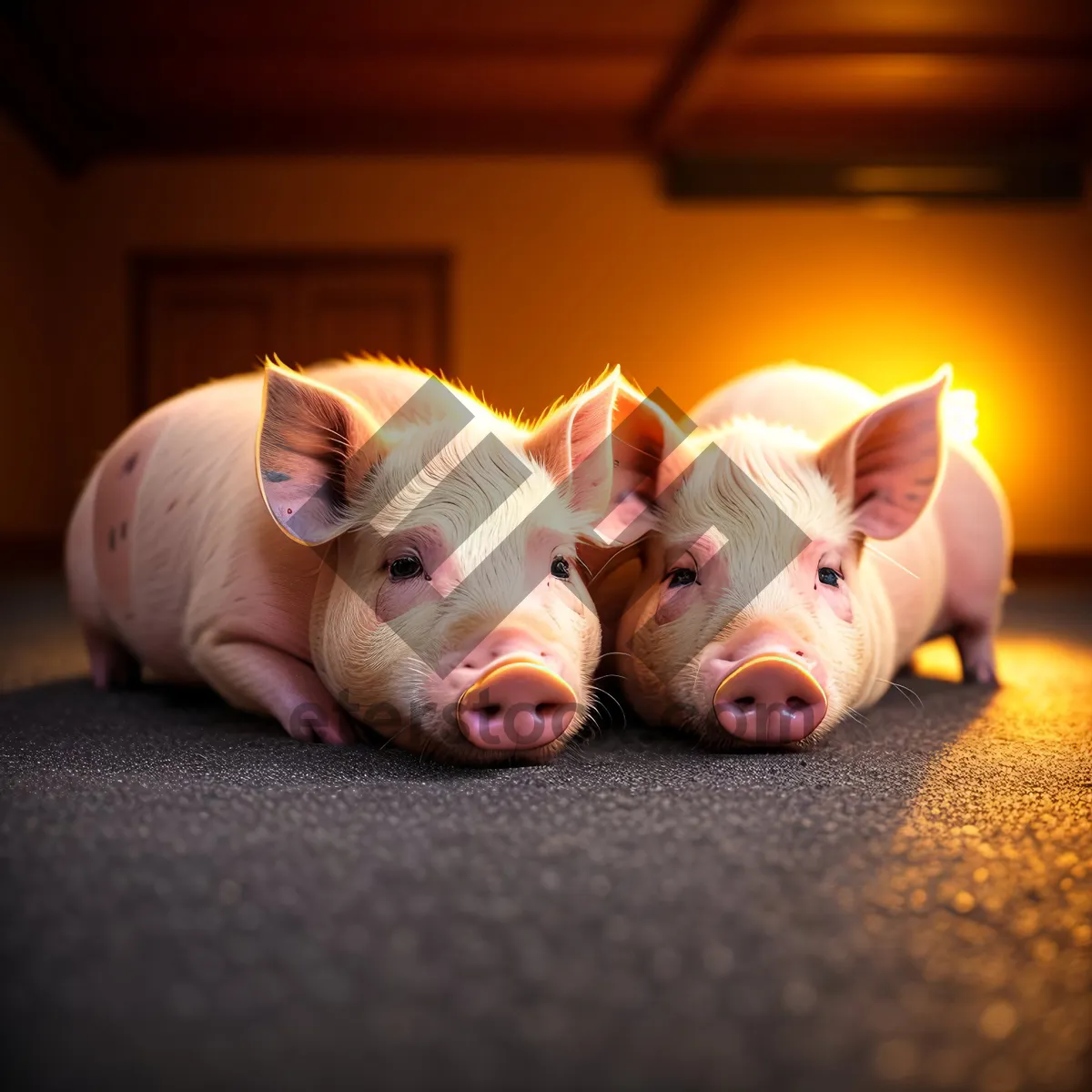 Picture of Cute Piglet on a Farm