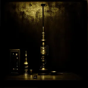 Black Perfume Bottle with Glass Syringe and Lamp