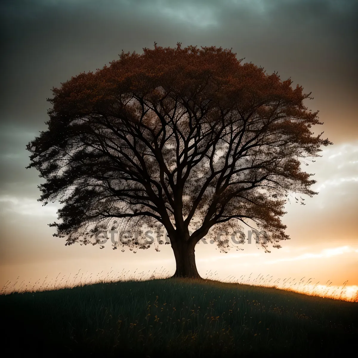 Picture of Serene Sunset over Rustic Meadow