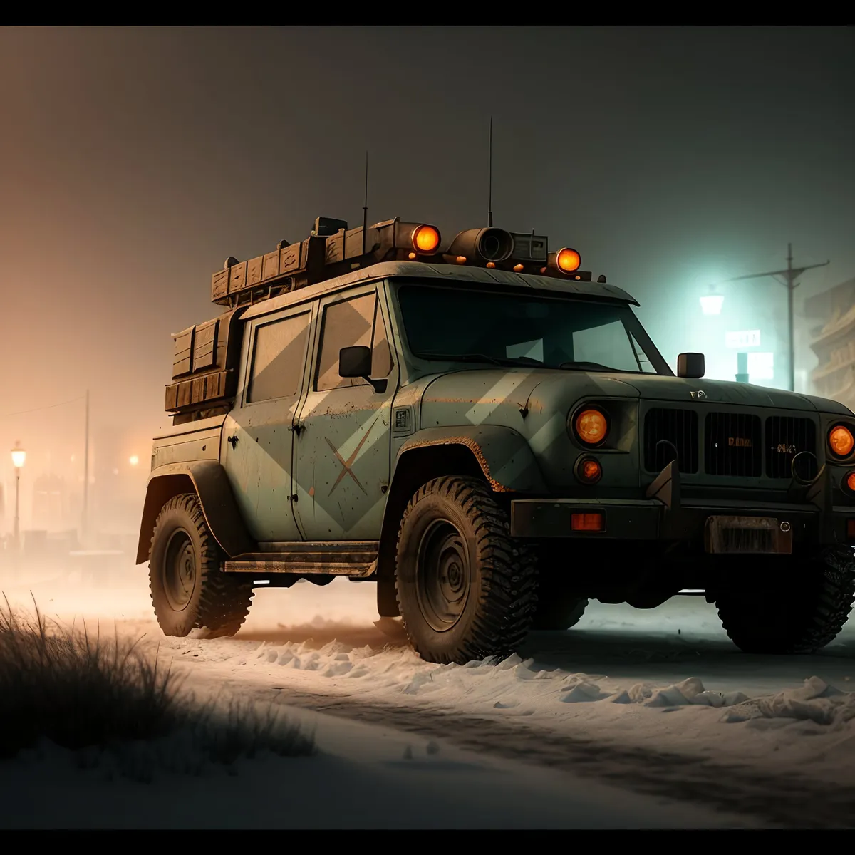 Picture of Dynamic Wheel Drive: Military Tow Truck on Road