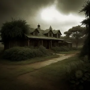 Historic Thatched Roof House in Skyline Setting.