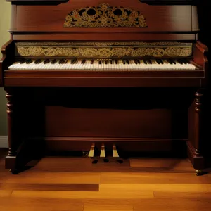 Upright Piano with Stool - Music Room Interior