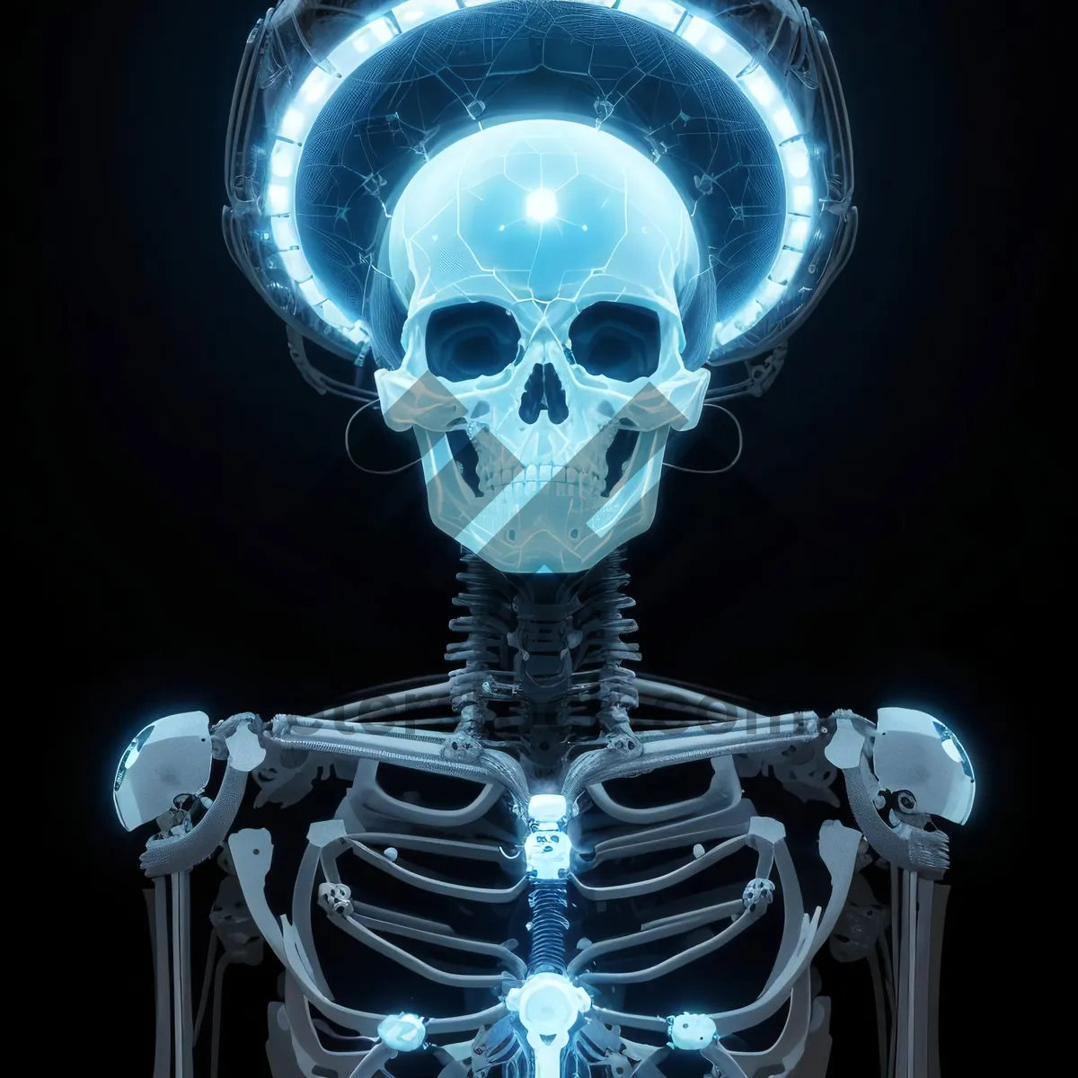 Picture of Male torso skeleton anatomy graphic in black 3D