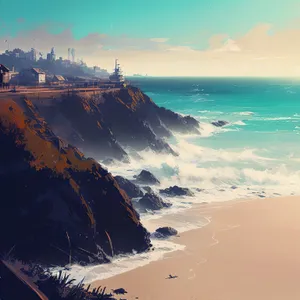 Tropical beach paradise under the sunny sky.
