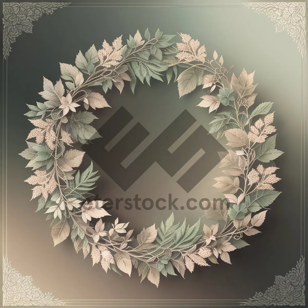 Picture of Ornate Winter Floral Border - Vintage Snowflake Design