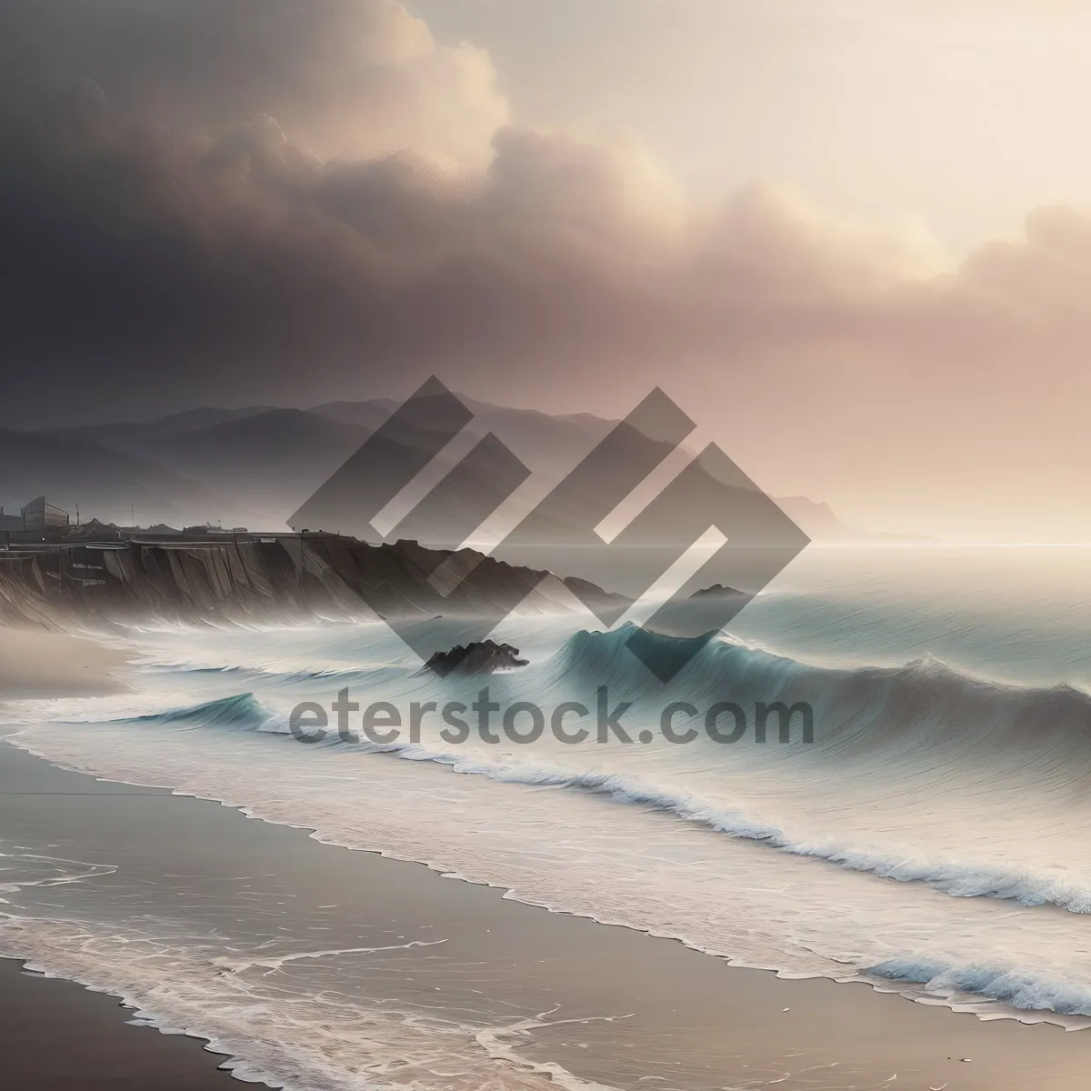 Picture of Golden Horizon: Idyllic Beachscape at Sunset