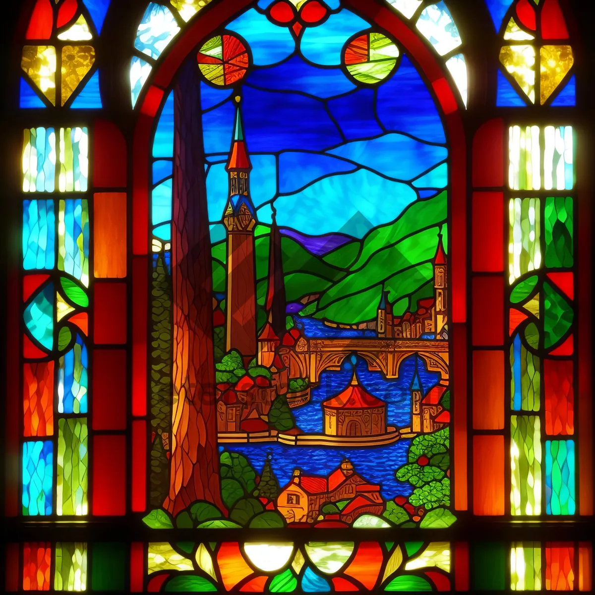 Picture of Stained glass marvel of historic cathedral architecture.