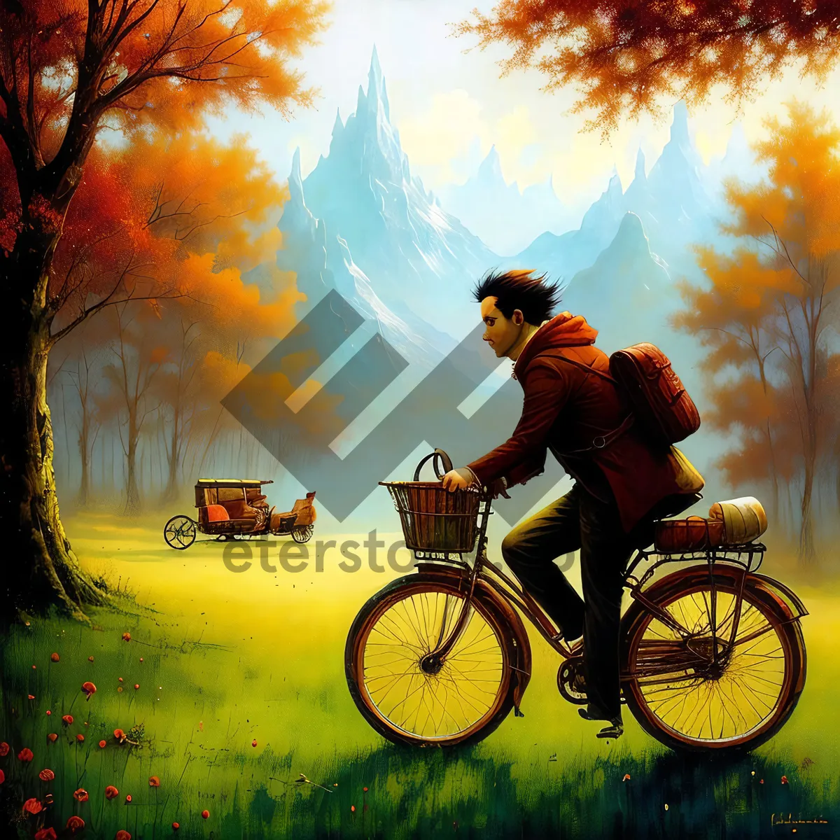 Picture of Mountain Biker Enjoying Outdoor Trail Ride