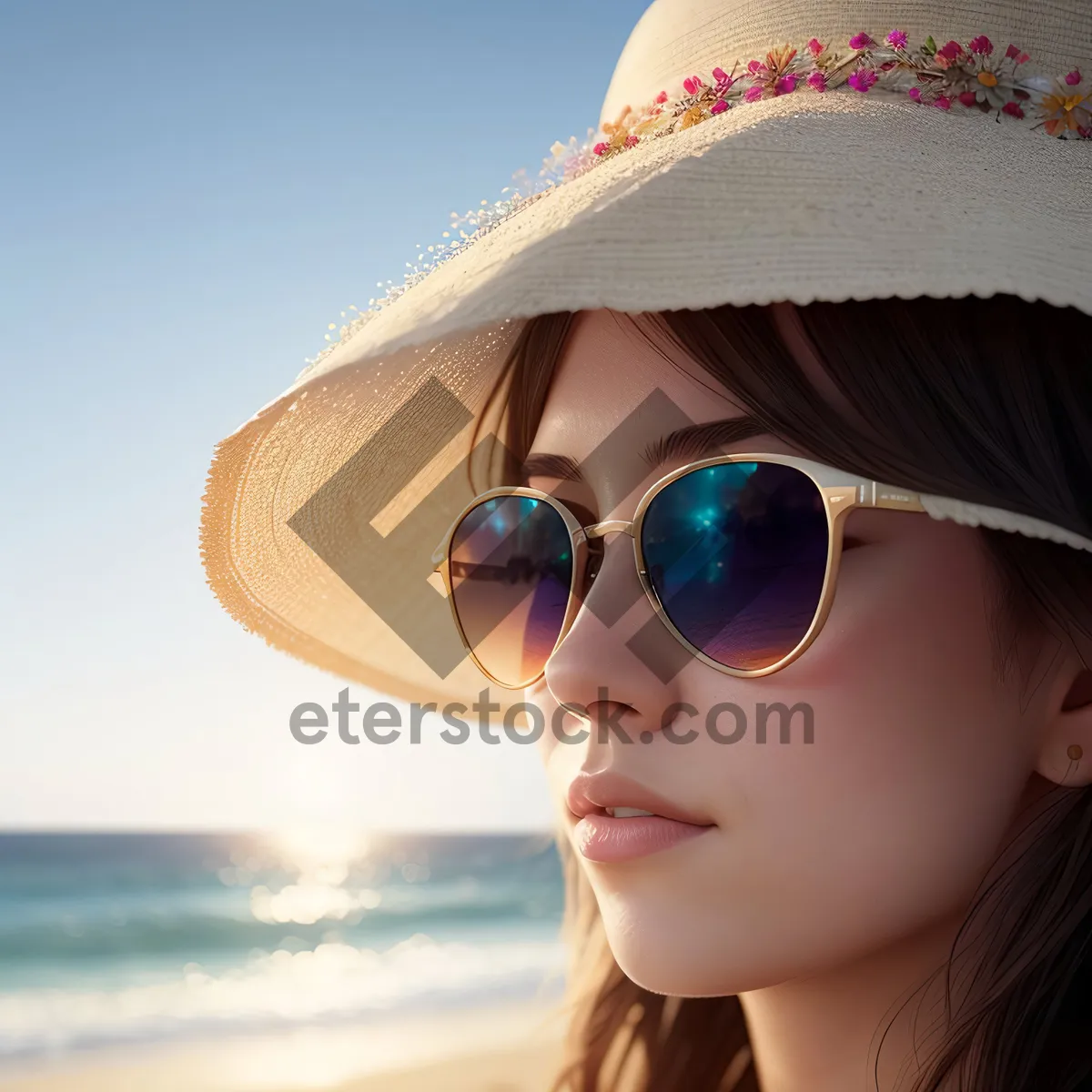 Picture of Summer Fashion: Attractive Model in Stylish Sunglasses