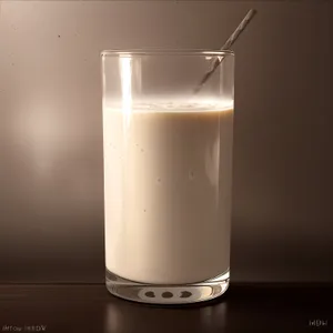 Refreshing Milk Beverage in Glass Mug with Fruit and Cream