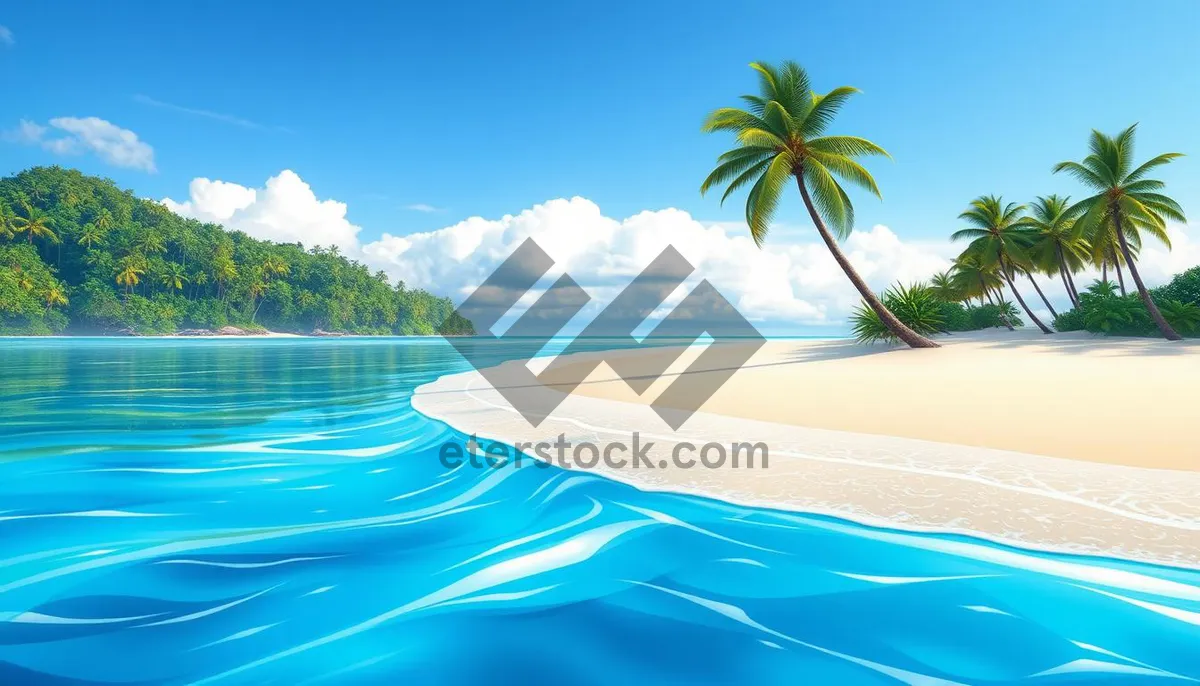 Picture of Tropical paradise beach with palm trees and turquoise water.