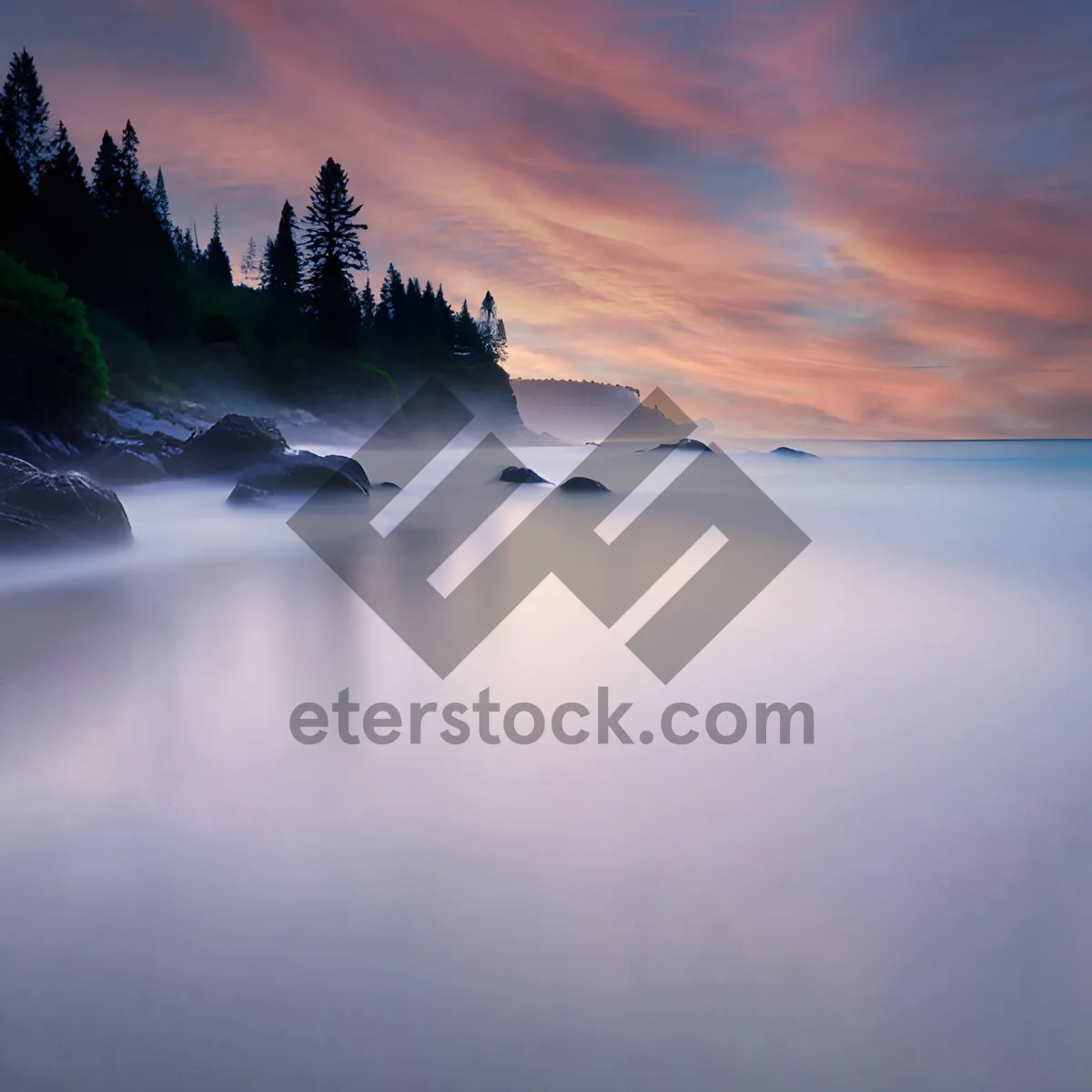 Picture of Snowy Mountain Sunset Reflection on Calm Lake