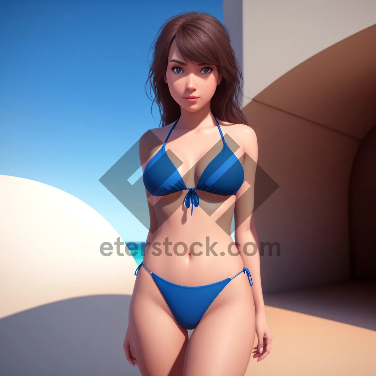 Picture of Seductive brunette poses in attractive bikini